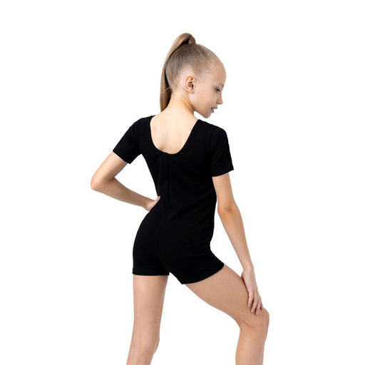 Купальник гимнастический Grace Dance, с шортами, с коротким рукавом, р. 32, цвет чёрный  фото 4