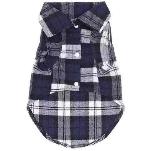 Кофта - рубашка фланелевая для мелких пород собак и кошек "BRO Style", цвет синий, р M