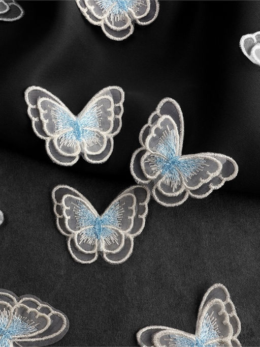 Аппликация для одежды «Бабочка», текстильная, 5×4 см, 10 шт., белая, голубая