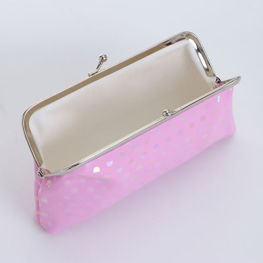 Косметичка женская на фермуаре, маленькая, с принтом Перламутровый горох, розовый - Simaland фото 3