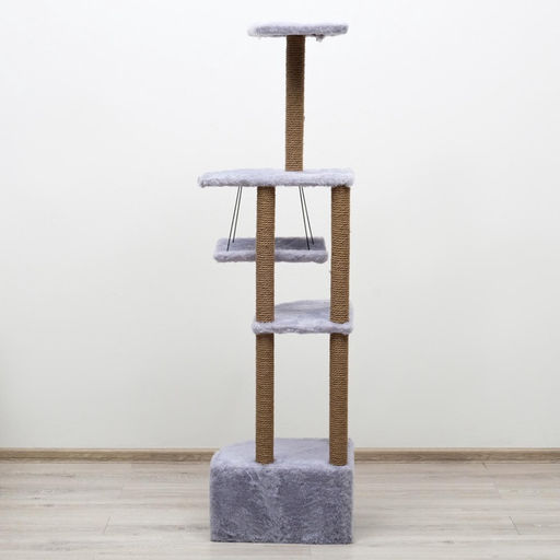 Комплекс для кошек с когтеточкой, угловой, с гамаком, 48 х 48 х 171 см, серый - Пижон фото 13