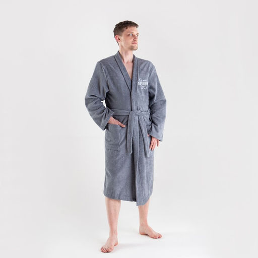 Халат махровый мужской «Этель. Самый лучший», размер 56-58, серый