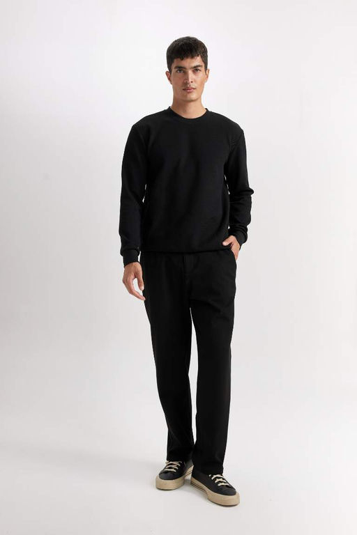 Жаккардовый свитшот стандартного кроя с круглым вырезом - Defacto фото 2