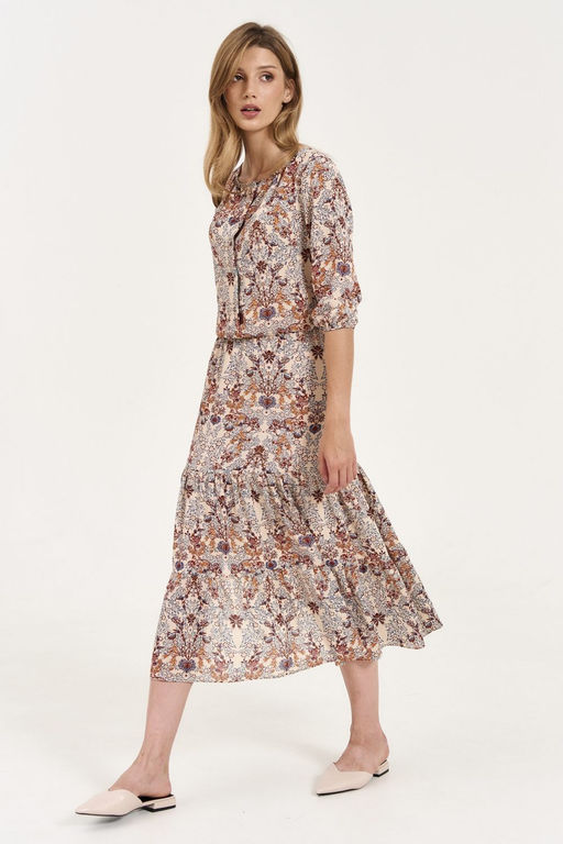 Платье Lenata 11354 рисунок на бежевом