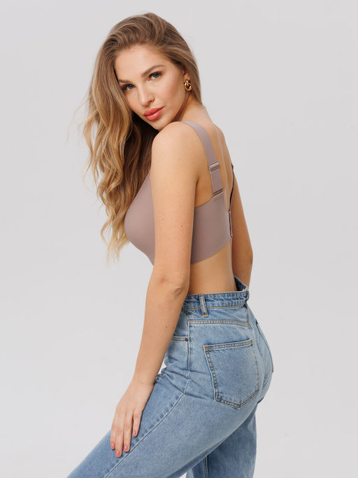 Топ бесшовный бескаркасный с вкладышами Lingeamo мокко ВТ-02 (18)  фото 5