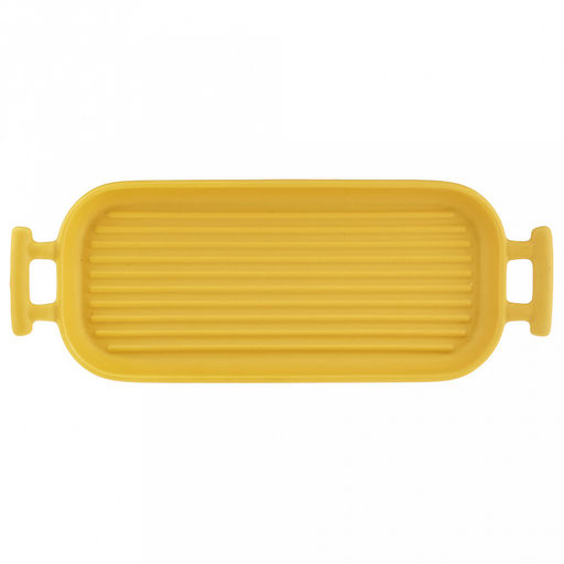Форма для запекания керамическая "Модерн" 360мл, 26,5х10,8х2,5см, гриль, прямоугольная, 2 ручки, общая длина 32см, желтый, в коробке (Китай)