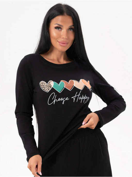 Лонгслив Счастье женский черный