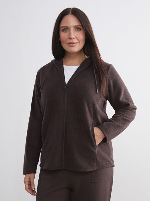 Kap??onlu Polar Kad?n Fermuarl? Sweatshirt