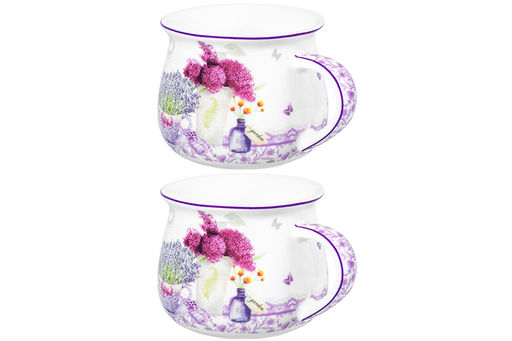 Набор 2 кружек 250 мл 11*8,5*7 см "Лаванда", бочонок, NEW BONE CHINA