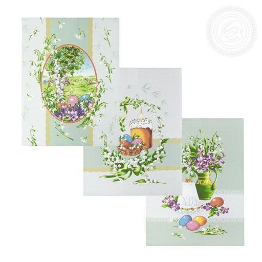 К-т полотенец Весенний праздник 50*60 см. - 3 шт. рогожка хлопок 100% - Лен поволжья фото 3