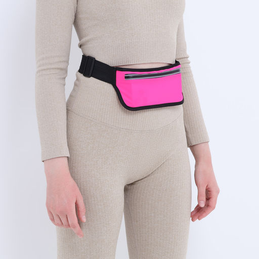 Сумка поясная на молнии, светоотражающие элементы, цвет розовый - Simaland фото 6