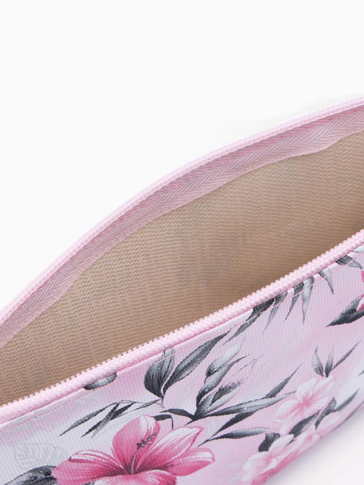 Цена за 3 шт. Косметичка-пенал на молнии, плоская, с рисунком, розовая