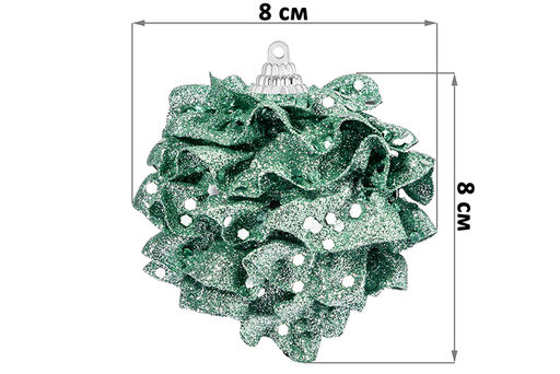 Набор 4 новогодних шаров 8х8 см Шишка зелёная в серебре - Elan gallery фото 2