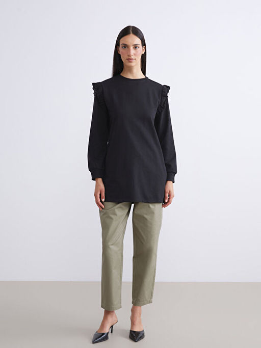 Bisiklet Yaka F?rf?rl? Kad?n Sweatshirt Tunik