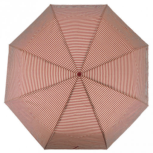 Зонт автомат Полоски ткань эпонж (полиэстер) с деколью, 8 лучей, д/купола 95см h56см, 3 сложения, 28см в сложенном виде, механизм против ветра, ручка с покрытием soft-touch, цвет красно-ванильный, 309гр (Китай) - Домашняя мода фото 4