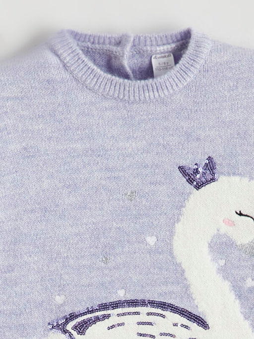 Ku?u Desenli K?z ?ocuk Triko Kazak