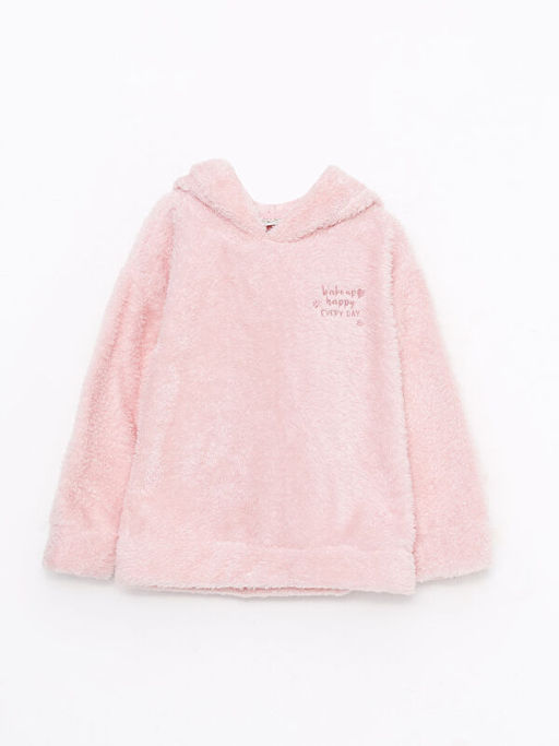 Kap??onlu Nak??l? Uzun Kollu Pel?? K?z ?ocuk Sweatshirt