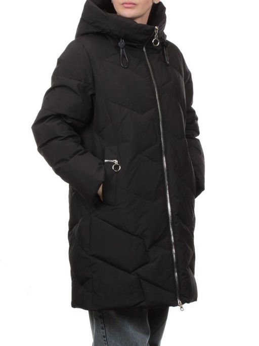 760 BLACK Пальто зимнее женское (170 гр. холлофайбер)