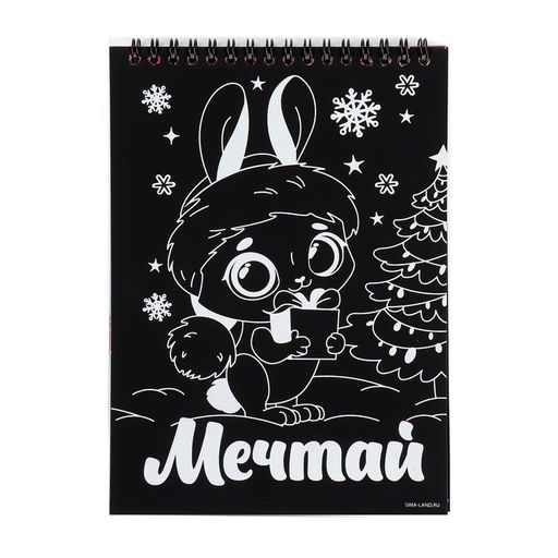 Блокнот гравюра - раскраска на новый год «Поверь в мечту», 10 листов