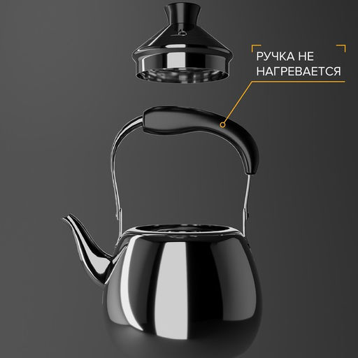 Чайник для плиты Orchid, 1 л, нержавеющая сталь, серебристый