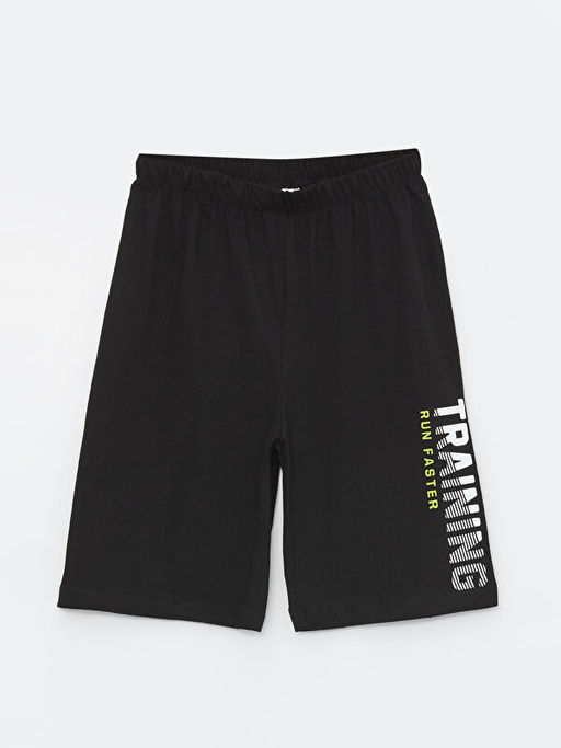 Beli Lastikli Bask?l? Erkek ?ocuk Pijama ?ort