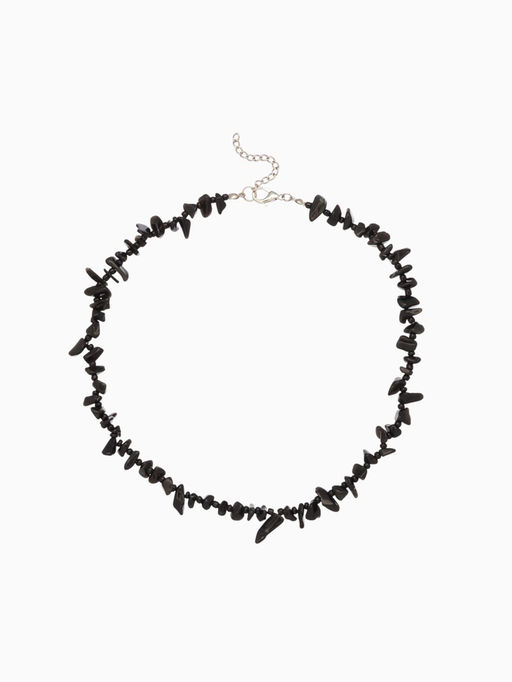 Ожерелье из камня, 45 см, чёрно-серое