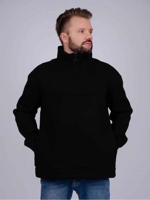 Свитшот СМ-3 черный, футер начес - Малина фото 4