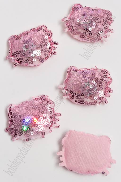 Патч с пайетками "Котёнок" 5*4,2 см (5 шт) SF-3165, розовый УЦЕНКА