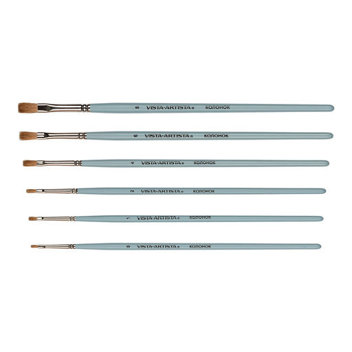 Кисть колонок VISTA-ARTISTA 20232-01 плоская 10 шт короткая ручка №01  фото 4