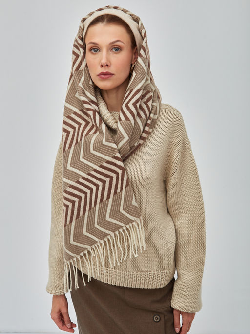 В составе шерсть и кашемир! теплый двусторонний палантин - Tantino фото 16