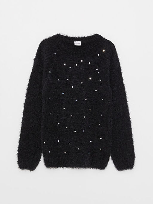 Bisiklet Yaka Pul ??lemeli Uzun Kollu K?z ?ocuk Triko Kazak - Waikiki фото 3