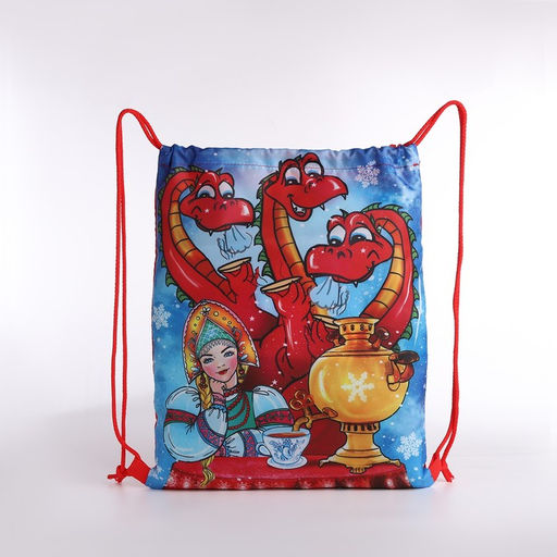 Мешок новогодний на шнурке, цвет красный/разноцветный - Simaland фото 2