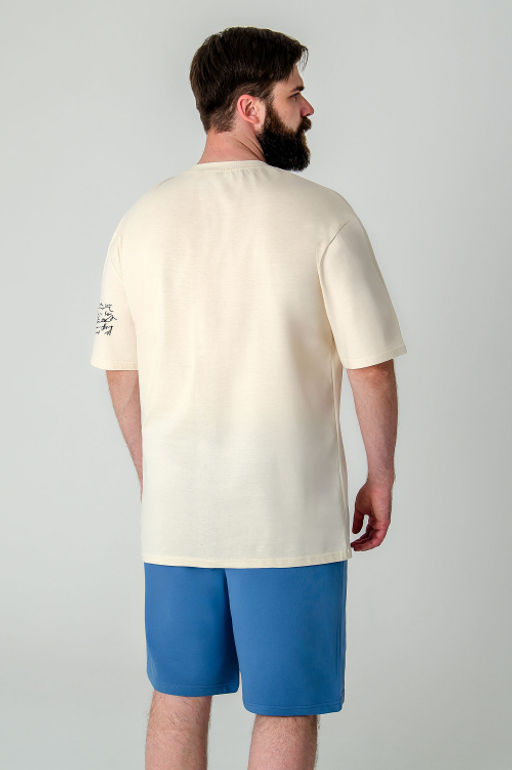 Арт.61151-16 Набор футболка и шорты 48-56 ( 5 шт.) Цвет:верх-светло-бежевый,низ-джинс - Идеал фото 5