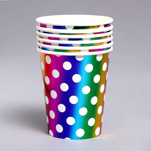 Стаканы бумажные Горох, в наборе 6 штук, цвет радуга - Страна карнавалия фото 2