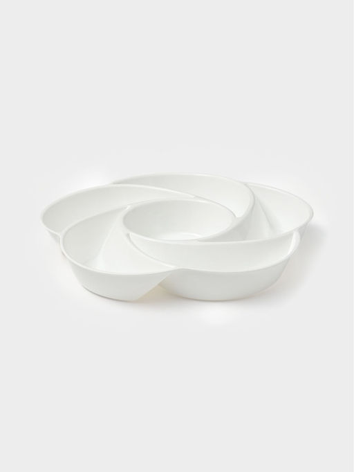 Менажница глубокая, 6 секций, d=28 см, пластик, белая