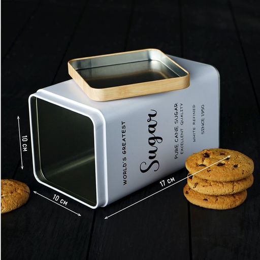 Банка для сахара «Сайнс», 18×10 см, жесть, белая