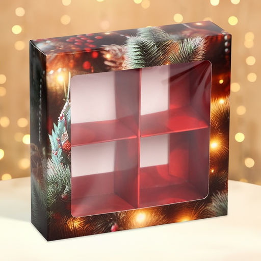 Коробка под 4 конфеты Новогодняя ёлка, 12.5?12.5?3.5 - UPAK LAND фото 2