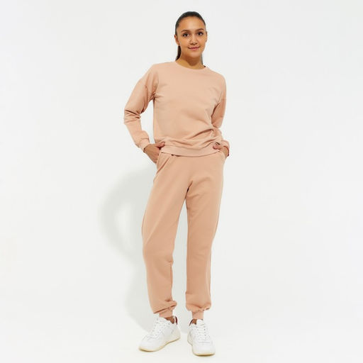 Костюм спортивный женский: свитшот, брюки, MINAKU: Casual Collection, размер 44, бежевый