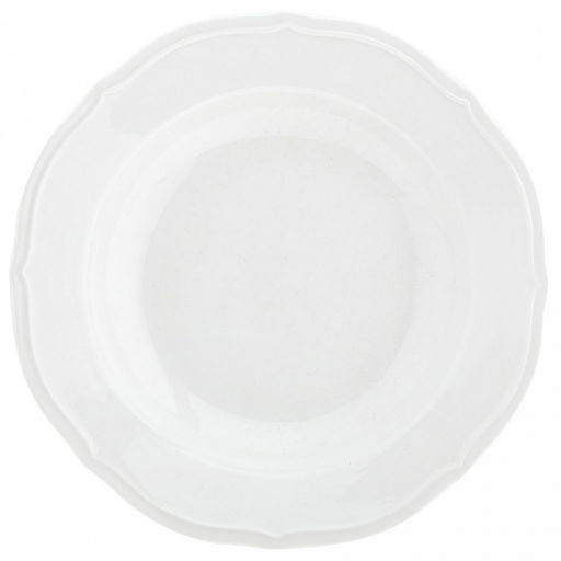 "Совершенство" Тарелка глубокая фарфоровая д204мм h33мм, 380мл, белый, рельефный декор, волнистый край (Китай)