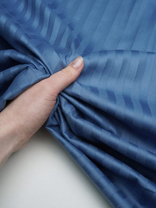 Сатин-страйп цв.Стальной синий (1см*1см), ш.2.2м, хлопок-100%, 120гр/м.кв - Купава фото 5