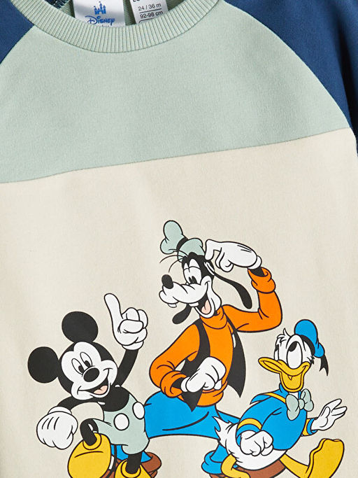 Bisiklet Yaka Mickey Mouse Bask?l? Erkek Bebek Sweatshirt ve E?ofman Alt
