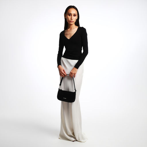 Сумка женская багет TEXTURA на молнии, 26×4×14 см, чёрная