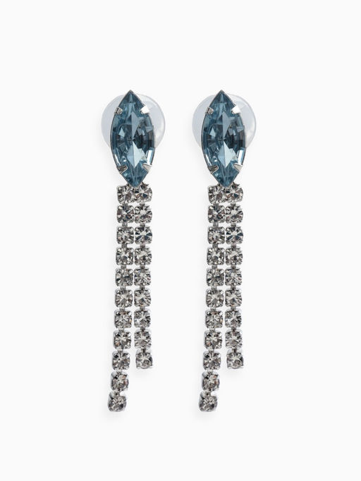 Набор 2 пред-а: серьги, колье "Вечерний шик" лепестки, цвет бело-небесно-голубой в серебре   1093745