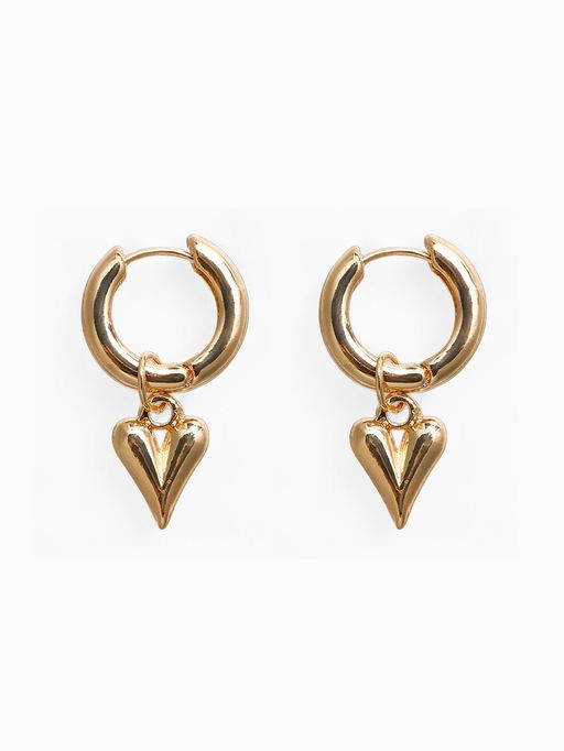 Серьги-трансформеры Сердце под гематит, цвет золото