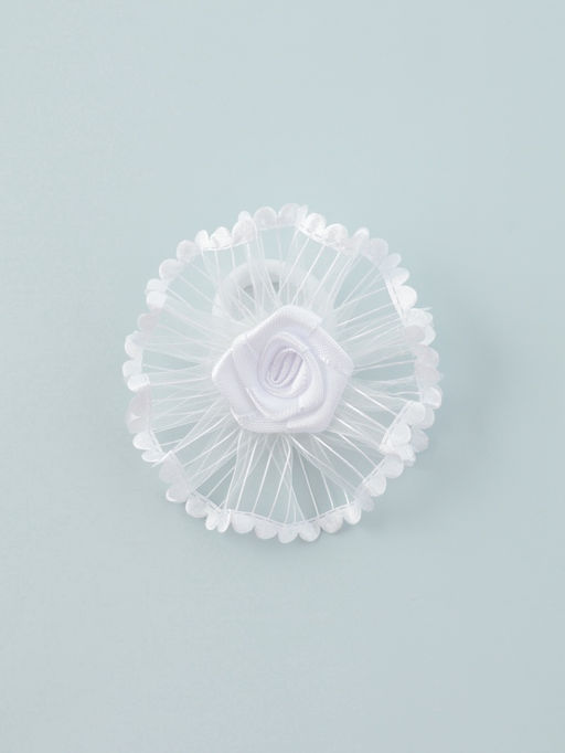 Цена за 6 шт. Бант для волос на резинке «Школьница», лучики роза, d=6 см, белый