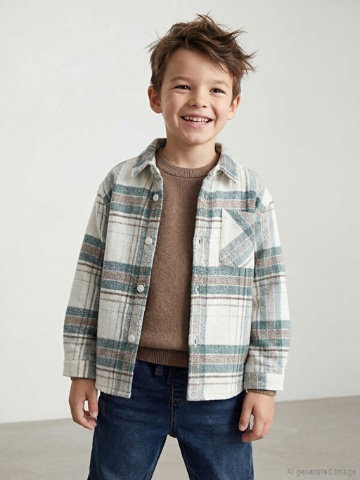 Uzun Kollu Ekose Erkek ?ocuk G?mlek