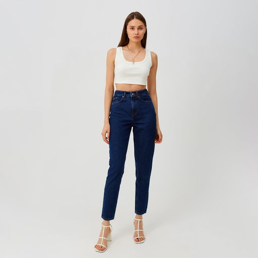 Джинсы женские мом MINAKU: Jeans Collection, размер 46, синие