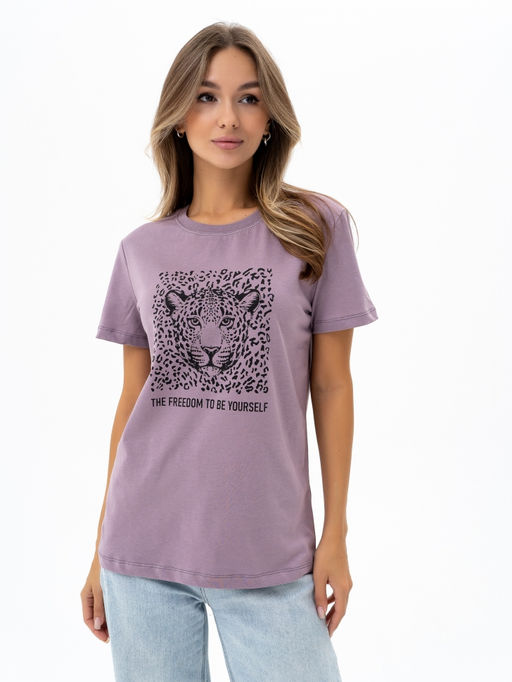 Футболка хлопок 100%,серо-лавандовая - Binita фото 3