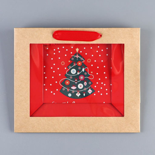 Пакет крафтовый с пластиковым окном Новогодняя ёлка, 24 х 20 х 11см - Дарите счастье фото 16