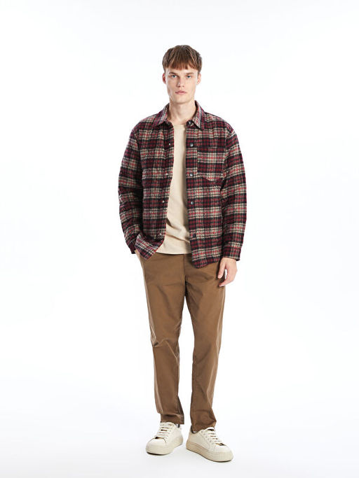 Regular Fit Uzun Kollu Ekose Erkek G?mlek Ceket